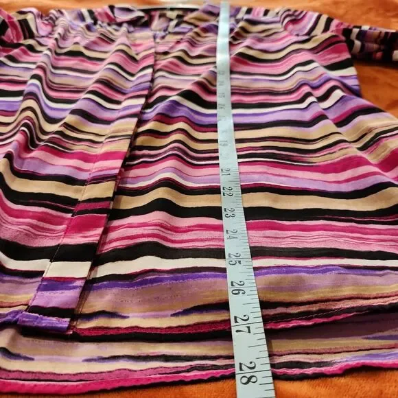DANA BUCHMAN Top Roll Tab Sleeve Striped Size XL Hide Buttons - Picture 4 of 12